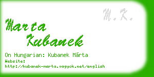 marta kubanek business card